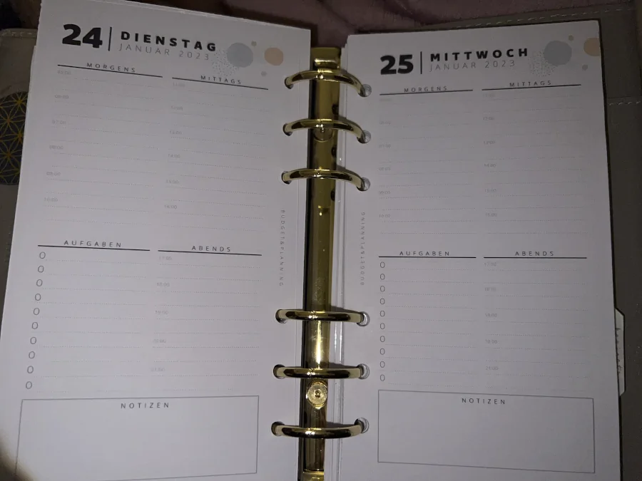 Filofax Personal Kalender 1 Tag 1 Seite