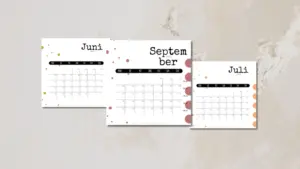 Plannercards: Abbildung verschiedener Monate