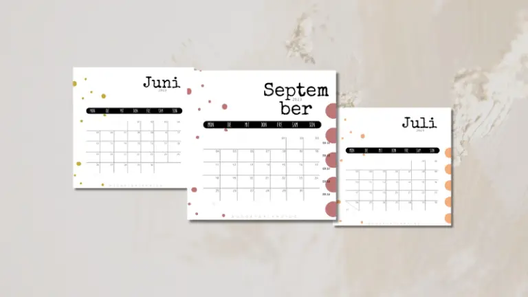 Plannercards: Abbildung verschiedener Monate